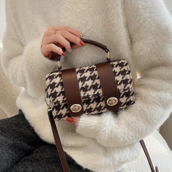 ⁦Fashion Bag Female Houndstooth Boston⁩ - الصورة ⁦2⁩
