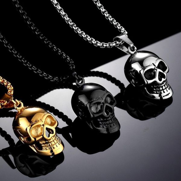 ⁦Halloween Skull Necklace Personality Punk Necklace Men Fashion Titanium Steel Accessories⁩ - الصورة ⁦7⁩