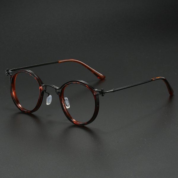 ⁦Vintage Round Frame Glasses Frame Anti-Blue Ray Plain Glasses⁩ - الصورة ⁦3⁩
