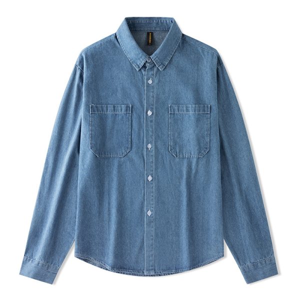 ⁦Women's Long Sleeve Denim Shirt All-matching Shirt⁩ - الصورة ⁦2⁩