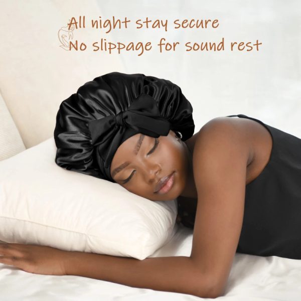 ⁦New Silk Bonnet For Sleeping Women Satin Bonnet Hair Bonnet Night Sleep Cap Scarf Wrap For Curly Hair With Tie Band For Curly Hair⁩ - الصورة ⁦3⁩