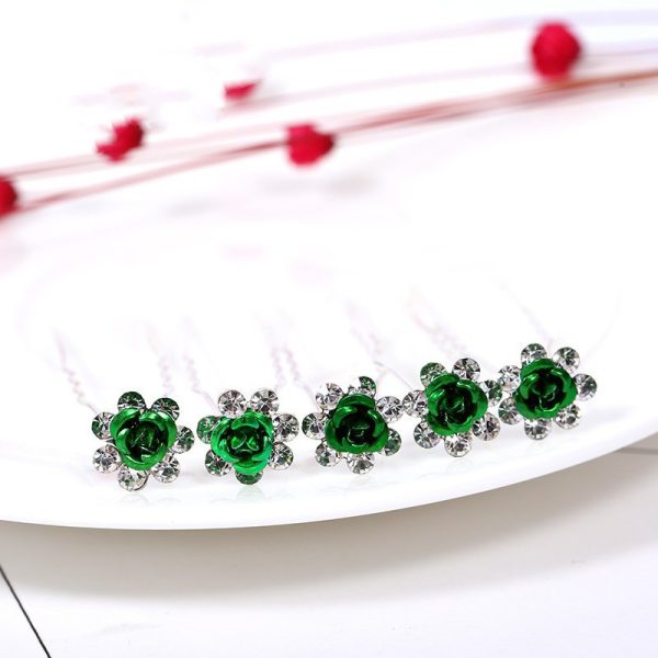 ⁦Alloy Rhinestone Tuck Comb Rose Diamond Hair Comb Stylish Hair Accessories Accessories⁩ - الصورة ⁦3⁩