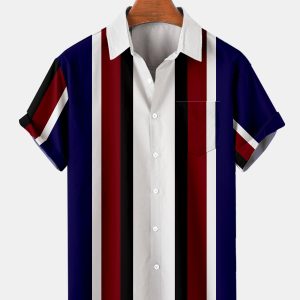 Striped Creative Digital Printing Shirts Men's Tops Shirts