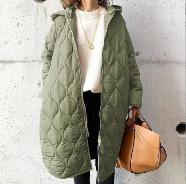 ⁦Autumn And Winter New Diamond Lattice Hooded Cotton Coat Jacket Women's Top⁩ - الصورة ⁦8⁩