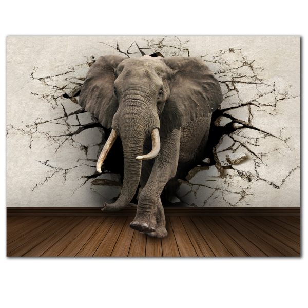 ⁦Creative Home Decor Elephant Canvas Painting⁩ - الصورة ⁦3⁩