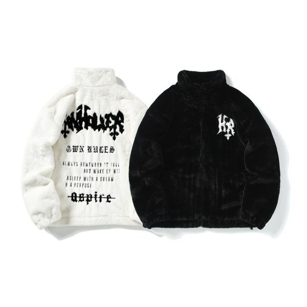 ⁦Autumn And Winter New Stars Heart Embroidered Plush Thickened Cotton Padded Coat⁩ - الصورة ⁦2⁩