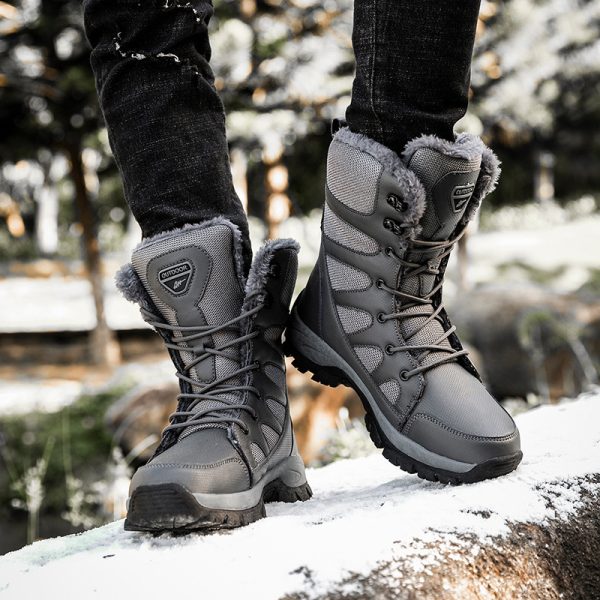 ⁦Winter Plus Velvet Army Boots Men's Warm Snow Boots High Top Cotton Shoes Men⁩ - الصورة ⁦2⁩