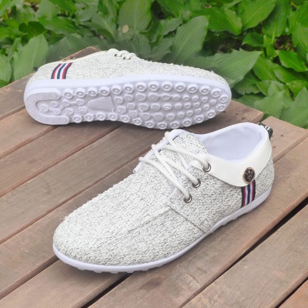 ⁦2024 Solid Color Non-slip Men Driving Shoes Spring Autumn New Leather Breathable Men's Peas Shoes British Casual Sneakers⁩ - الصورة ⁦3⁩
