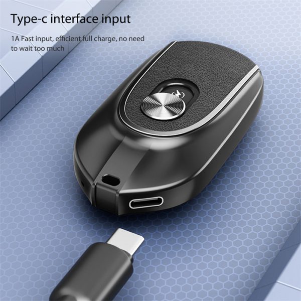 ⁦2 In 1 Mini Keychain Power Bank Keyring Hanging Buckle 2 Output Interfaces 5V 1200MAH Backup Power Bank Retractable Plug Waterproof Phone Charging Accessories⁩ - الصورة ⁦7⁩