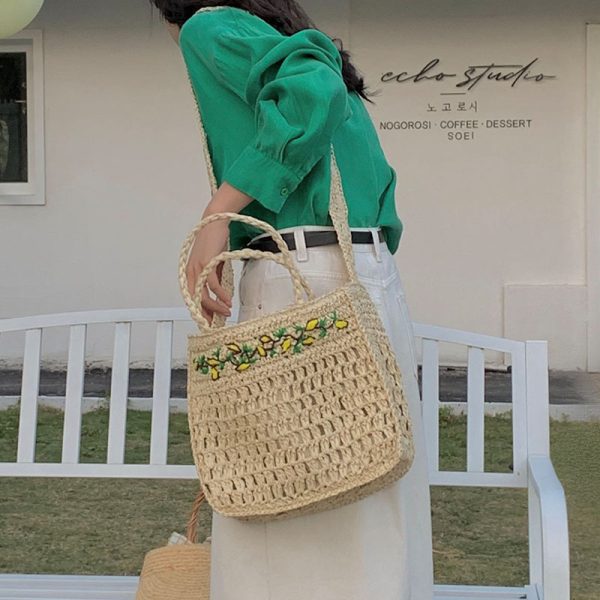 ⁦Women's Fashion Embroidered Hollow Woven Bag⁩ - الصورة ⁦4⁩
