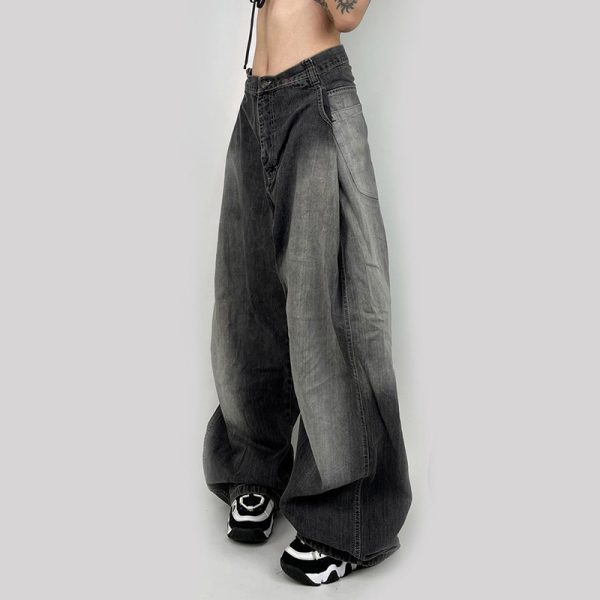 ⁦Summer Pleated Loose Pants Casual Fashion Jeans⁩ - الصورة ⁦2⁩
