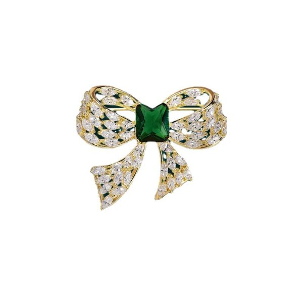⁦Zircon Bow Brooch Simple Sweater Corsage Accessories⁩ - الصورة ⁦2⁩