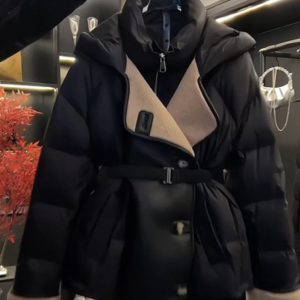 Women's Fashion Black Pure Cotton Coat