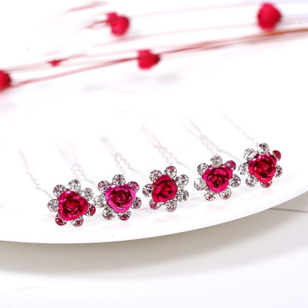 ⁦Alloy Rhinestone Tuck Comb Rose Diamond Hair Comb Stylish Hair Accessories Accessories⁩ - الصورة ⁦8⁩