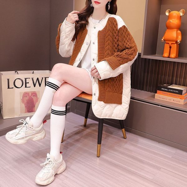 ⁦Women's Patchwork Sweater Cardigan Mid-length⁩ - الصورة ⁦4⁩