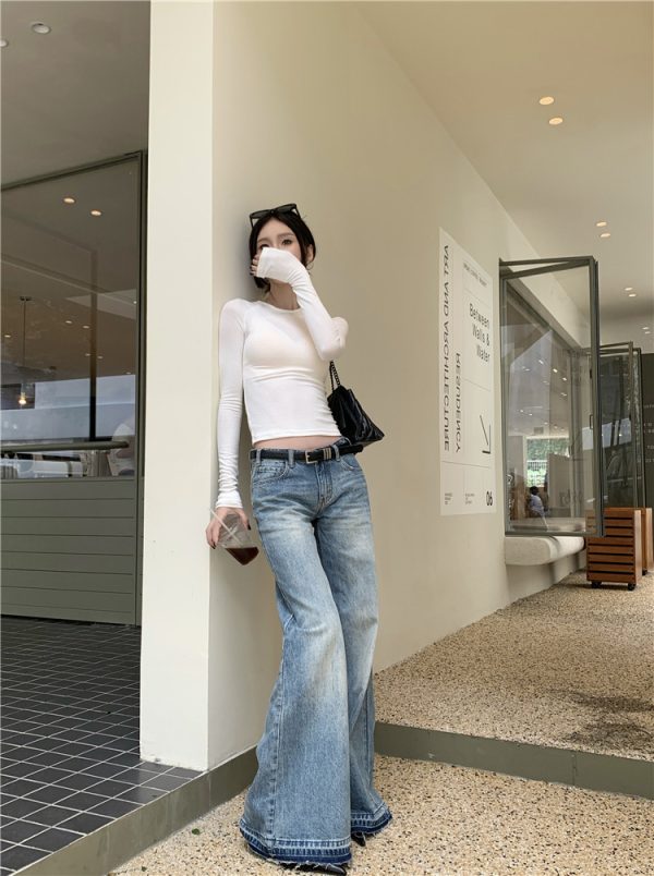 ⁦American retro jeans women low waist loose⁩ - الصورة ⁦5⁩