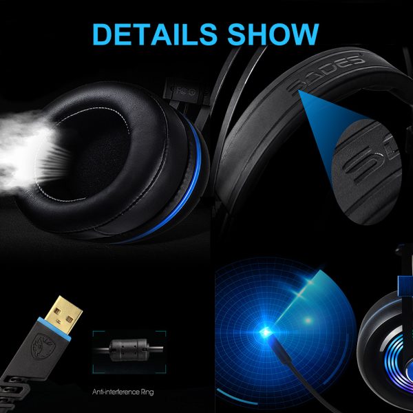 ⁦Wire-Controlled Headset With Colorful Surround Stereo Sound⁩ - الصورة ⁦2⁩
