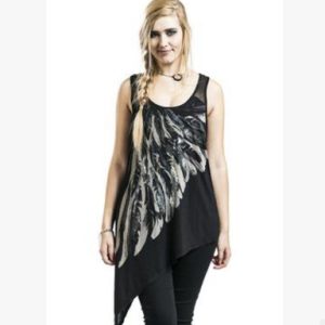 Women Tank Top Summer Feather Print Vest Shirts