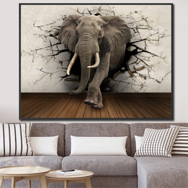 ⁦Creative Home Decor Elephant Canvas Painting⁩ - الصورة ⁦6⁩