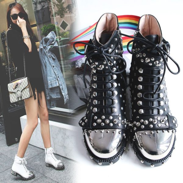 ⁦Autumn And Winter Low-heeled Short Boots Rivet Locomotive⁩ - الصورة ⁦6⁩