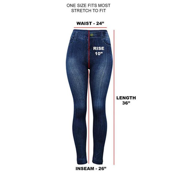 ⁦Women Leggings Plus size Faux Denim Jeans Leggings⁩ - الصورة ⁦3⁩