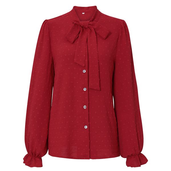 ⁦Women's Bow Temperament Slim Professional Shirt⁩ - الصورة ⁦5⁩