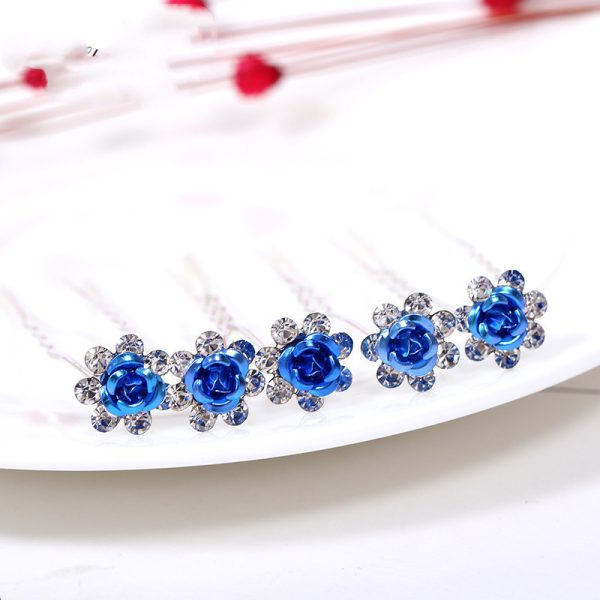 ⁦Alloy Rhinestone Tuck Comb Rose Diamond Hair Comb Stylish Hair Accessories Accessories⁩ - الصورة ⁦9⁩
