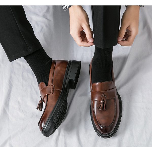 ⁦Brogue Business Casual Leather Shoes Men's Comfortable Breathable Tassel Slip-on Slip On Loafers Men⁩ - الصورة ⁦10⁩