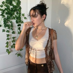 Women's Lace Small Cardigan Short Sleeve Top