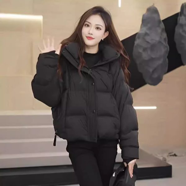 ⁦Women's Short Cotton Jacket Hooded Loose Coat⁩ - الصورة ⁦4⁩