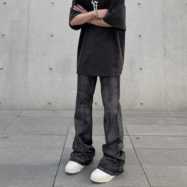 ⁦American High Street Batik Coated Second-hand Black Color Jeans Men⁩ - الصورة ⁦2⁩