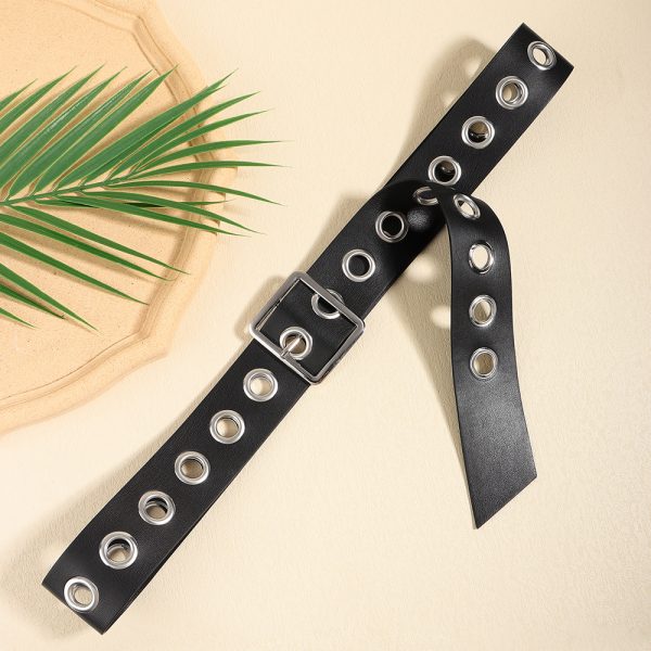 ⁦Men And Women Fashion Hollow Belt Personality Punk Style PU Soft Belt Jeans Hip Hop Accessories⁩ - الصورة ⁦6⁩
