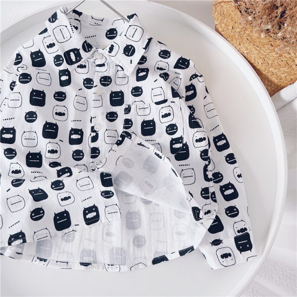 ⁦Boys Shirts Childrens Longsleeved Shirts Handsome Boys Cardigan Jackets⁩ - الصورة ⁦5⁩
