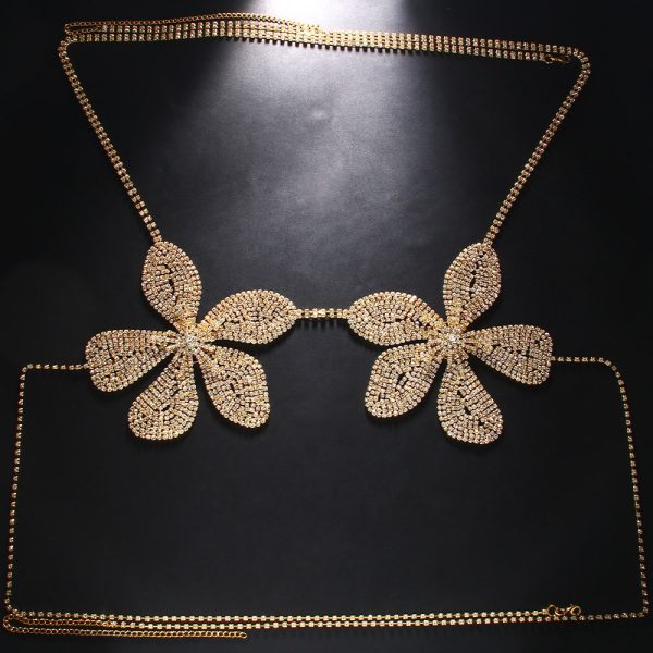 ⁦Bikini Pattern Bra European And American Sexy Rhinestone Body Chains Accessories⁩ - الصورة ⁦2⁩