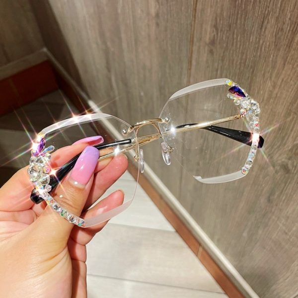⁦Women's Rhinestone Frameless Sunglasses⁩ - الصورة ⁦2⁩