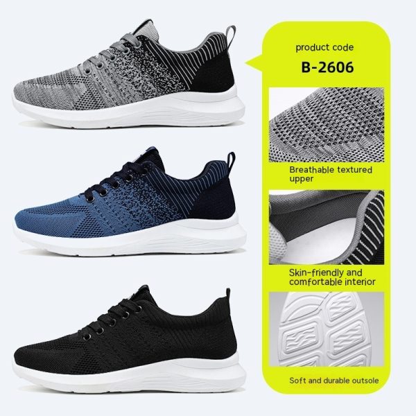 ⁦Men's Shoes Korean Casual Breathable Shoes Running Shoes Trendy Sneakers Men⁩ - الصورة ⁦3⁩