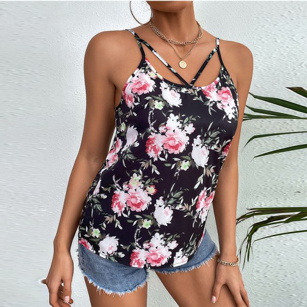 ⁦Summer European And American Loose Print Suspender Vest Women's Top⁩ - الصورة ⁦2⁩