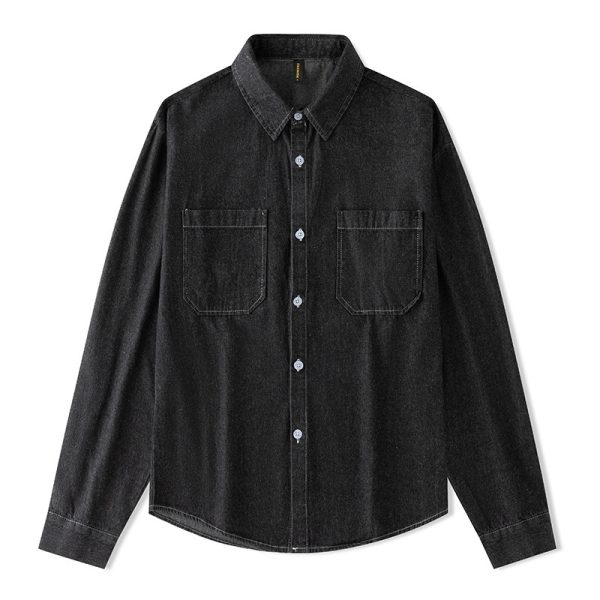 ⁦Women's Long Sleeve Denim Shirt All-matching Shirt⁩ - الصورة ⁦3⁩