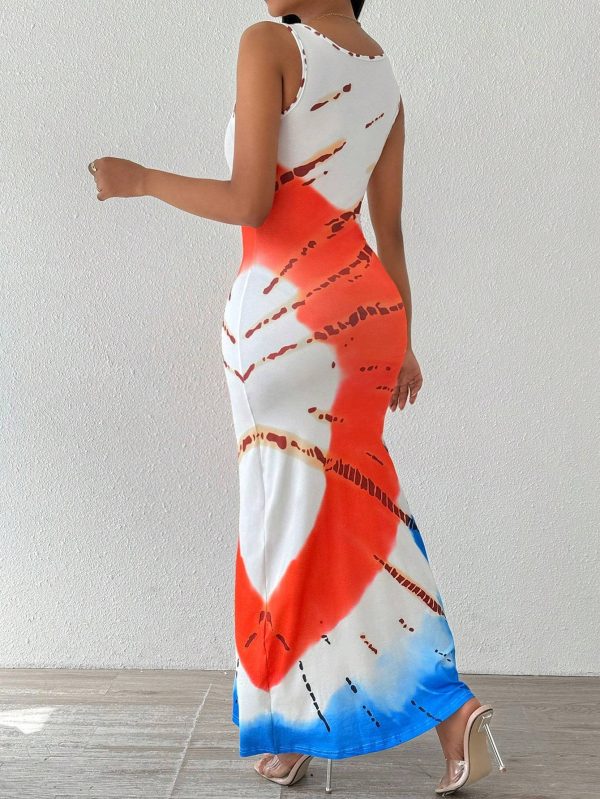 ⁦Women Fashionable Long Dress With Waistline Maxi Women Outfit⁩ - الصورة ⁦4⁩