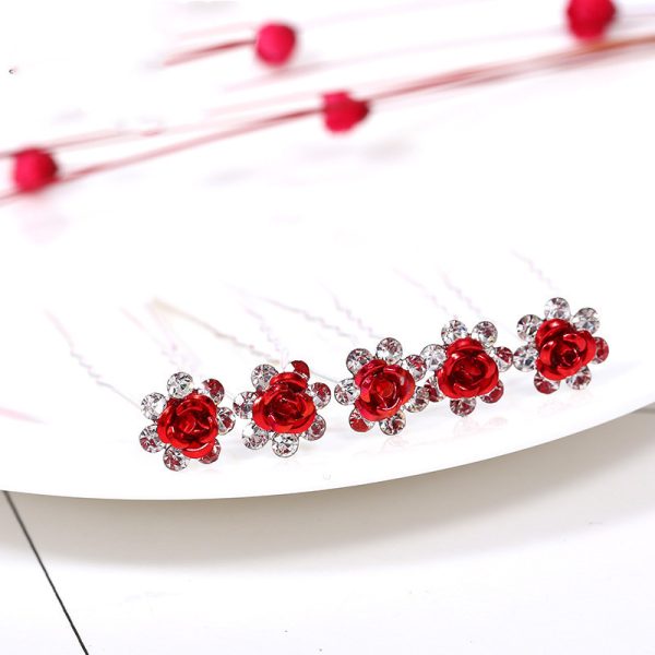 ⁦Alloy Rhinestone Tuck Comb Rose Diamond Hair Comb Stylish Hair Accessories Accessories⁩ - الصورة ⁦2⁩