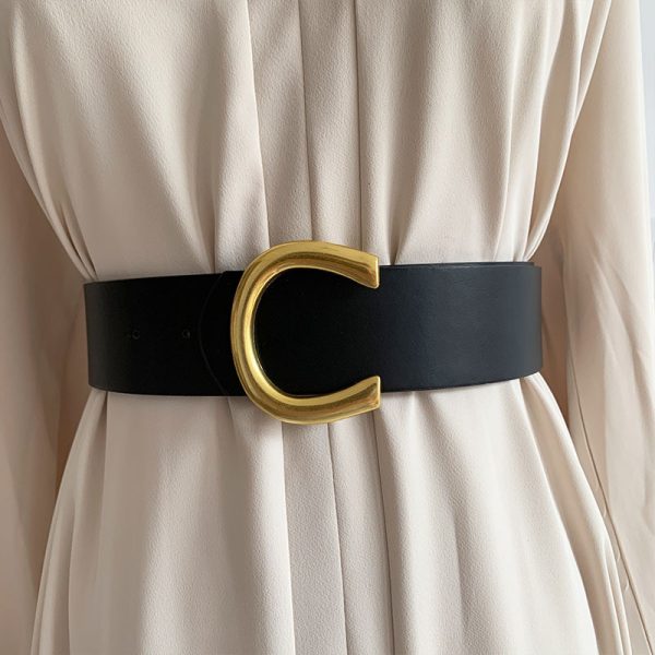 ⁦Black Women's Accessories Female Wide Belt⁩ - الصورة ⁦2⁩