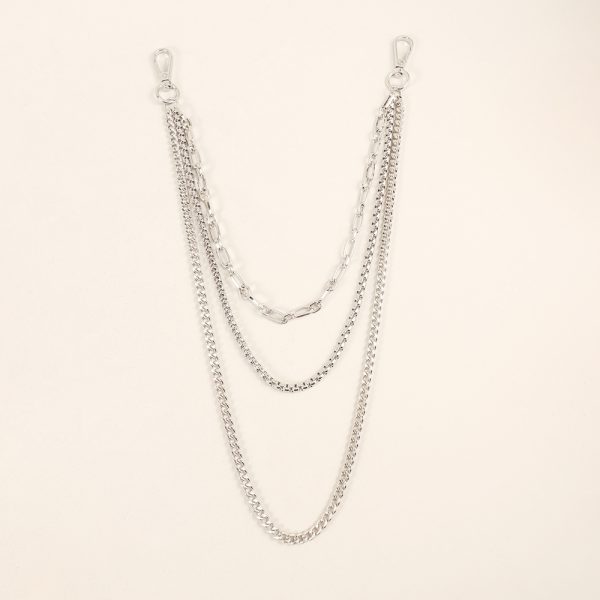 ⁦New European And American Style Pants Chain Men And Women Three-layer Silver Personality Chain With Jeans Punk Hip Hop Accessories⁩ - الصورة ⁦7⁩