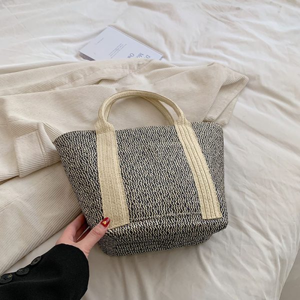 ⁦Women's Simple Fashion Versatile Handbag Straw⁩ - الصورة ⁦4⁩