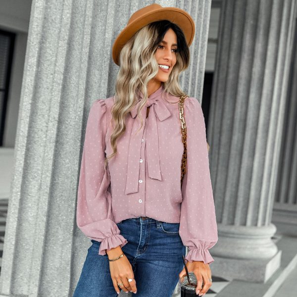 ⁦Women's Bow Temperament Slim Professional Shirt⁩ - الصورة ⁦2⁩