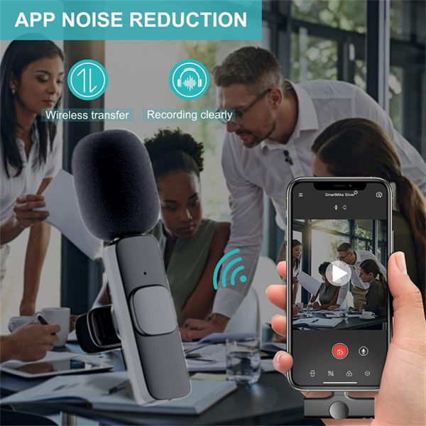 ⁦Wireless Lavalier Microphone Portable Audio Video Recording Mini Mic For I Phone Android Long Battery Life Live Broadcast Gaming⁩ - الصورة ⁦9⁩