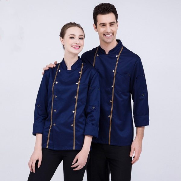 ⁦Chef Work Clothes Long Sleeved Autumn And Winter Clothes Hotel  Clothes⁩ - الصورة ⁦2⁩