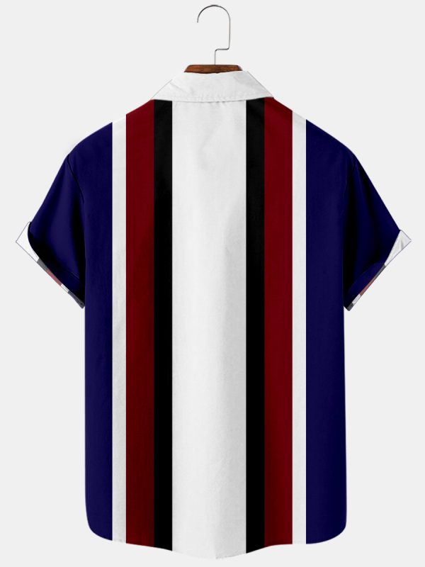 ⁦Striped Creative Digital Printing Shirts Men's Tops Shirts⁩ - الصورة ⁦4⁩