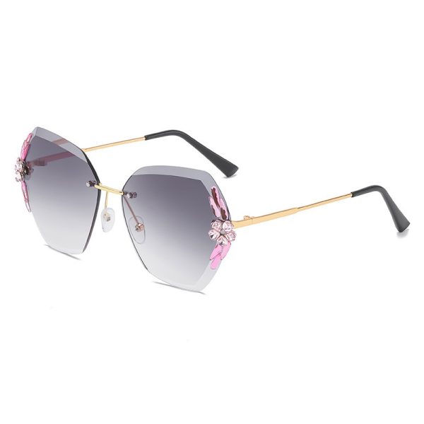 ⁦Sunglasses Female Rhinestone To Make Big Face Thin-looked UV Protection Sun Glasses⁩ - الصورة ⁦5⁩