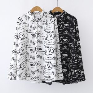 Vintage Hong Kong Style Chic Letter Print Shirt Top