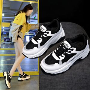Women's Thick-soled Inner Heightening Panda Casual Mesh Sneakers